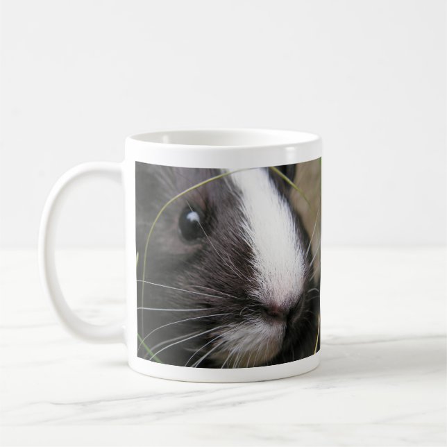 Mug Faisant, noir et blanc, face de porc de Guinée cou (Gauche)