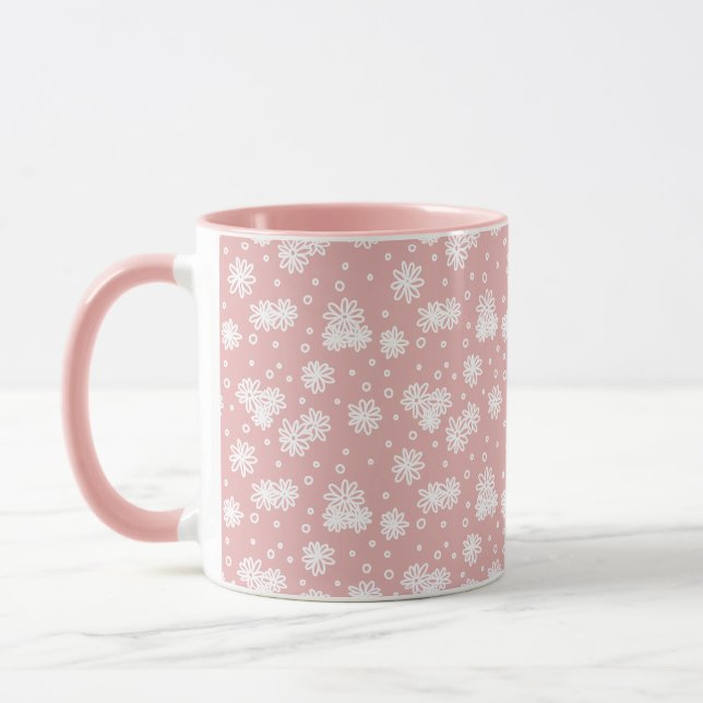 Mug Faisceaux et points - rose et blanc (Gauche)
