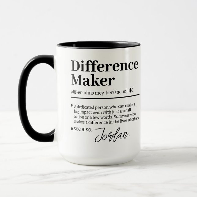 Mug Faiseur de différence personnalisé, Cadeau d'appré (Gauche)