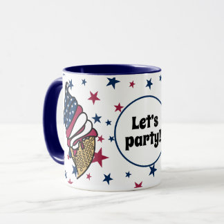 Mug Faisons la fête ! Bleu rouge glacé cône