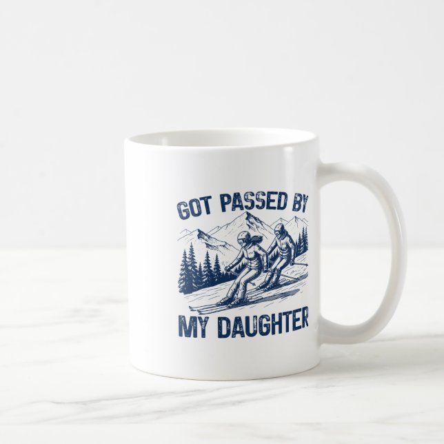 Mug Fait du pédalage par ma fille Rétro drôle Ski Ski  (Droite)