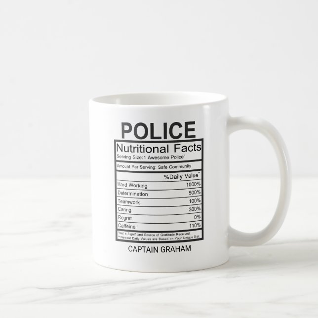 Mug Fait nutritionnel drôle de la police (Droite)