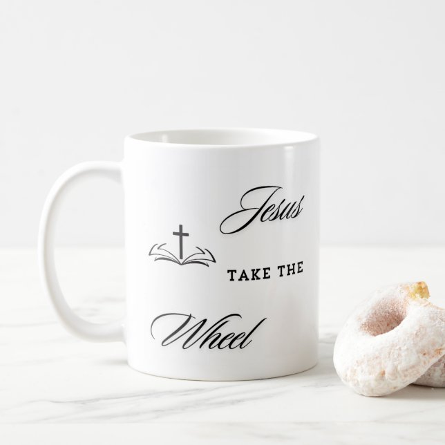 Mug "Faites confiance au voyage : Jésus prend la roue" (Avec donut)