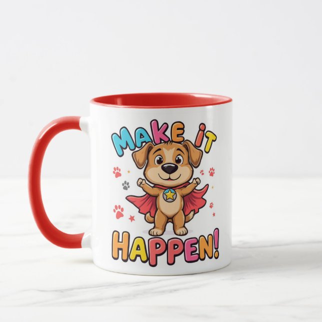 Mug Faites en sorte que ça se passe Superhero Chien Mu (Gauche)