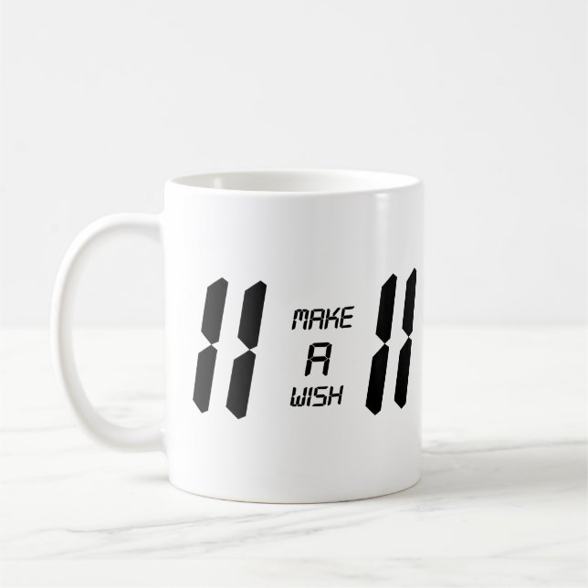 Mug Faites un voeu 11:11 Design d'horloge numérique (Gauche)