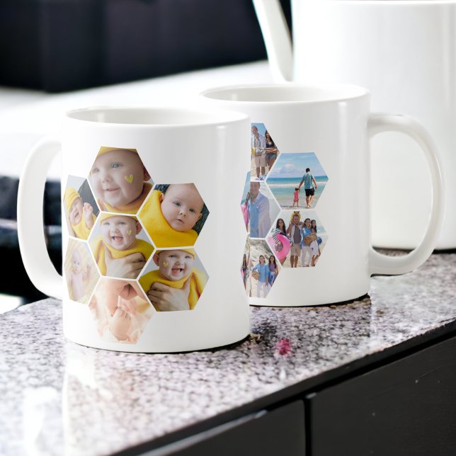 Mug Faites votre propre Modèle personnalisé de 14 phot (Make your own 14 photo Personalized Template Coffee Mugs from Ricaso. Photo gift ideas for all)