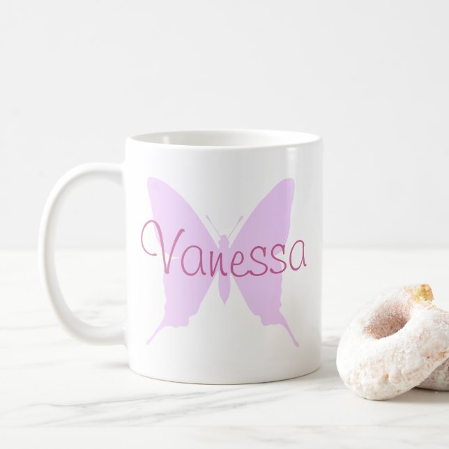 Mug Faites votre propre papillon rose personnalisé (Avec donut)