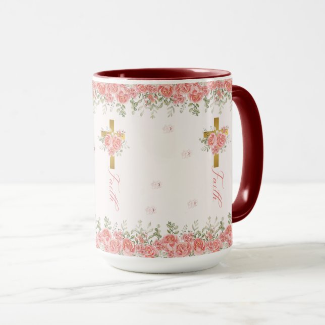 Mug Faith Cadeau Floral Cross (Devant droit)