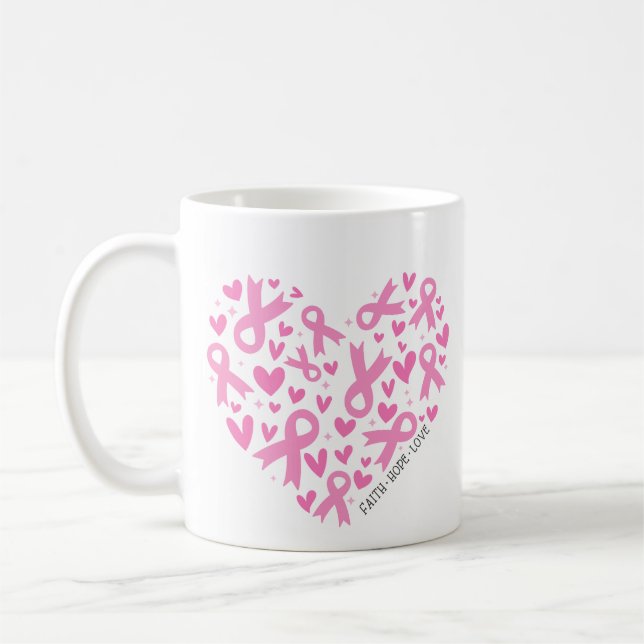 Mug Faith Hope Breast Cancer Pink Ribbon Awareness (Gauche)