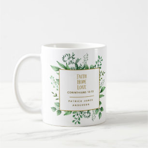 Mug Faith Hope Love Corinthians 13:13 Nom personnalisé
