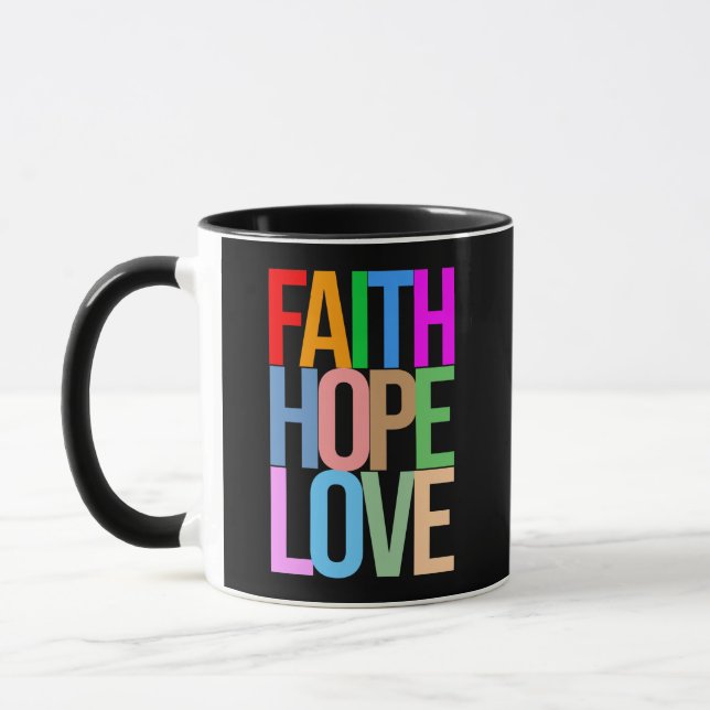 Mug Faith Hope Love Positive colorée (Gauche)