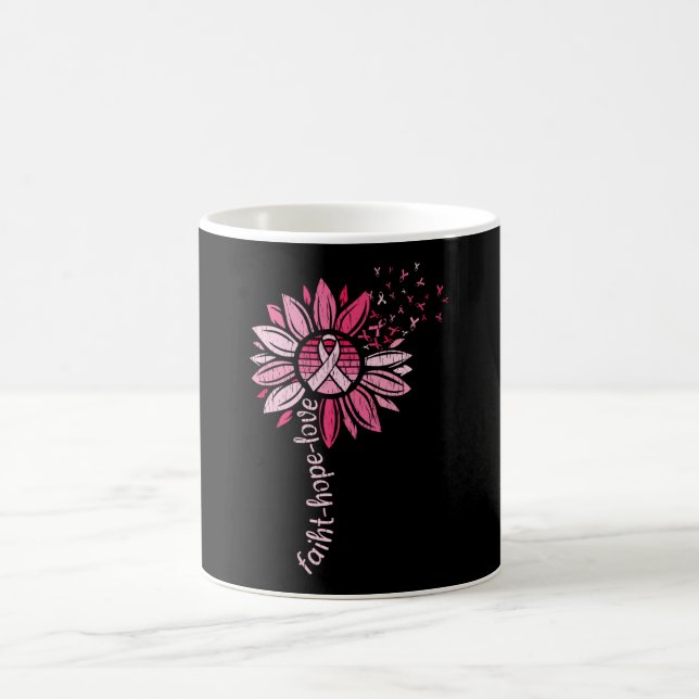 Mug Faith Hope Love Sunflower Cancer du sein Sensibili (Centre)