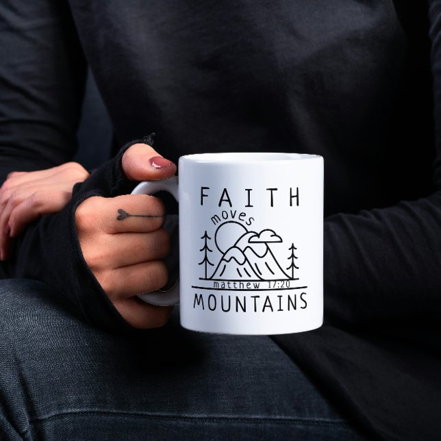 Mug Faith Moves Montagnes Matthieu 17:20 Chrétien (Créateur téléchargé)