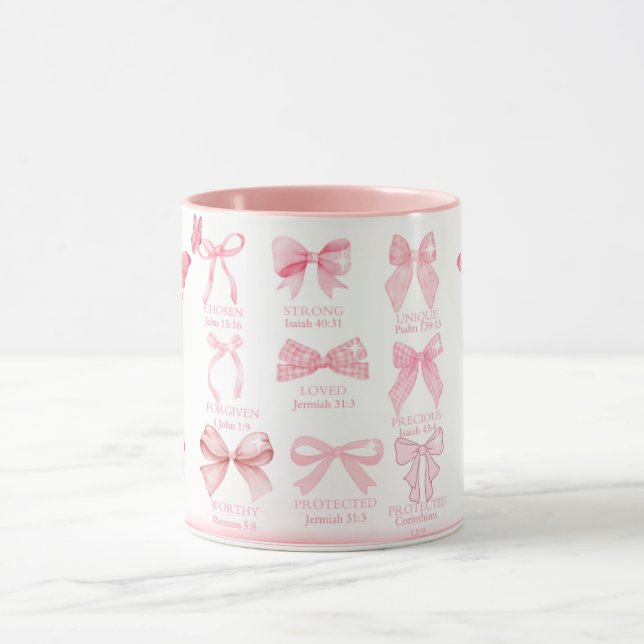 Mug Faithful & Beautiful – Pink Bow Christian Affirmat (Centre)