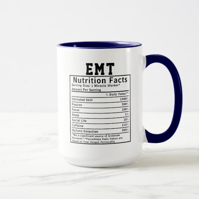Mug Faits amusants sur la nutrition des techniciens mé (Droite)
