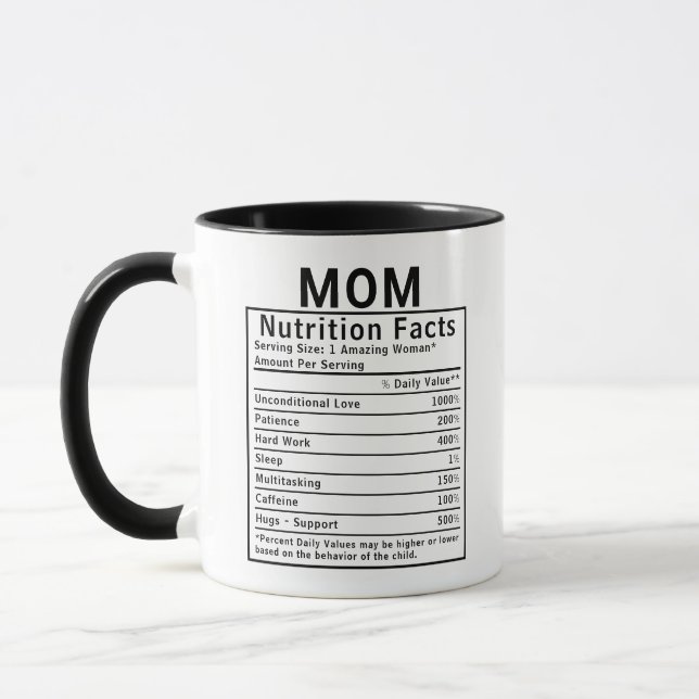 Mug Faits Nutrition Drôles pour Maman Cadeau de Fête d (Gauche)