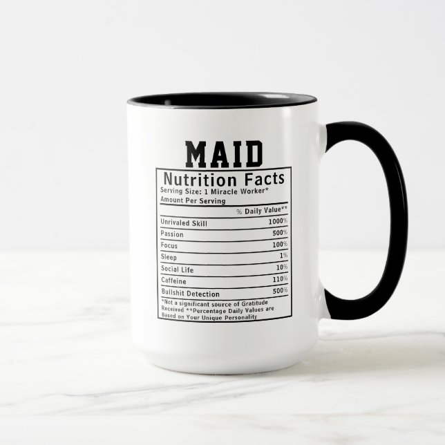 Mug Faits Nutritionnels de Femme de Ménage Drôles Cade (Droite)