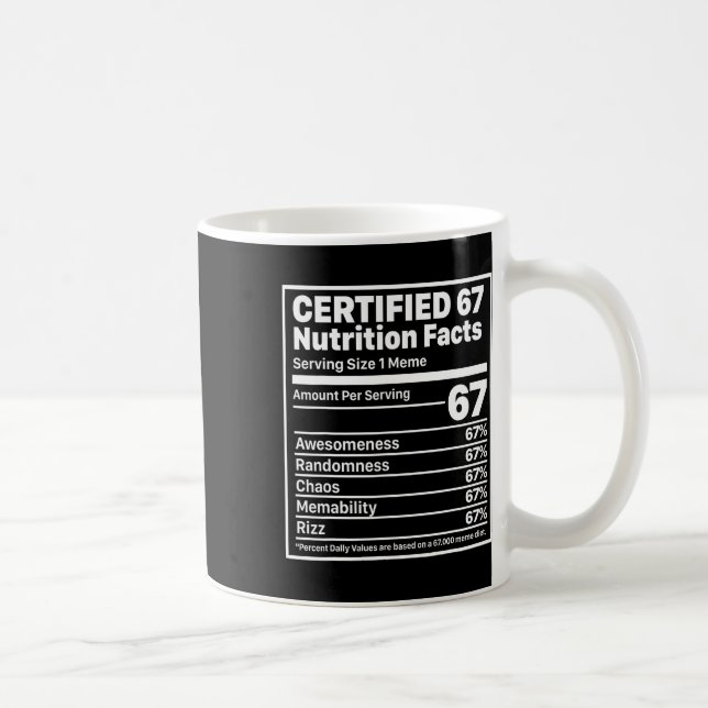 Mug Faits nutritionnels drôles 67 Six Sept Gen Z Alpha (Droite)