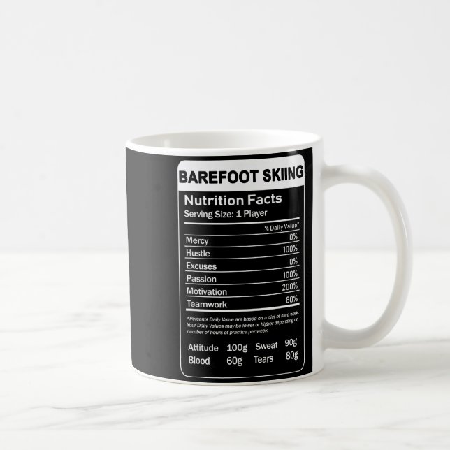 Mug Faits nutritionnels du ski pieds nus  (Droite)