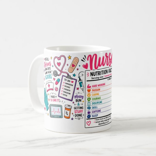 Mug Faits Nutritionnels Infirmière Drôles (Devant gauche)
