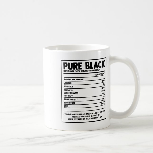 Mug Faits nutritionnels noirs purs Mois de l'histoire  (Droite)