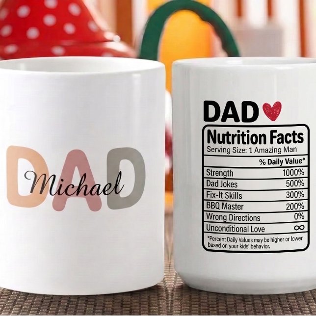 Mug Faits nutritionnels personnalisés pour papa Nom &  (Créateur téléchargé)