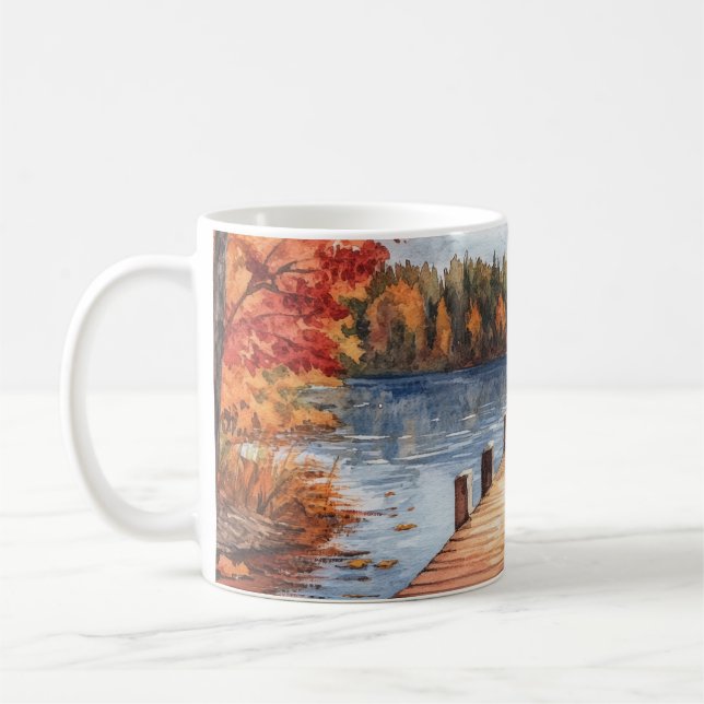 Mug Fall Autumn Nature Lake Trees Landscape (Gauche)