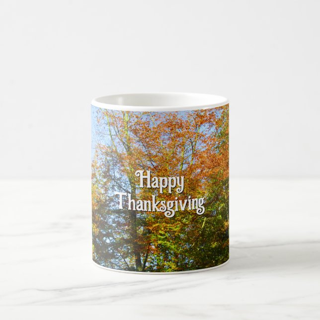Mug Fall Leaves Blue Sky - Thanksgiving personnalisé (Centre)