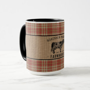Mug Famille Agritourisme Vache Russe Rouge Plaid Burla