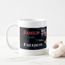 mug famille, armes à feu, liberté et félins