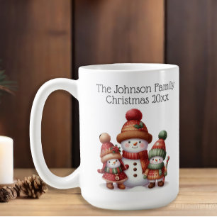 Mug Famille de bonhomme de neige festive