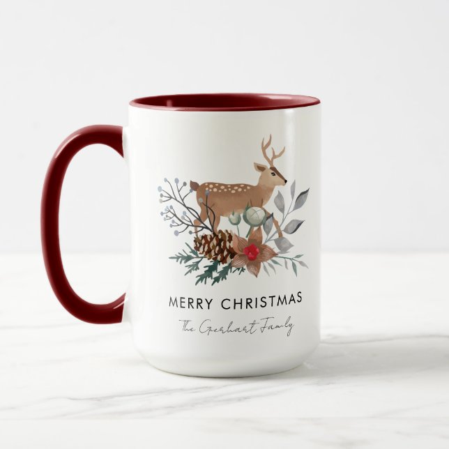 Mug Famille de botanique aquarelle de Noël (Gauche)