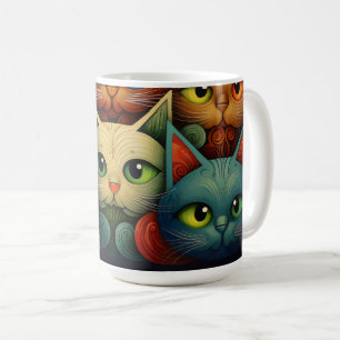 Mug Famille de Chats Colorée Fantaisiste 4a