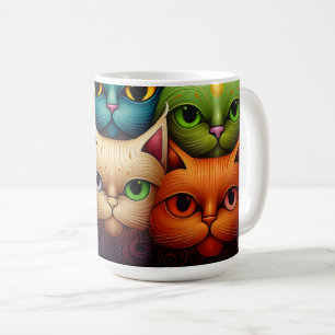 Mug Famille de chats couleur Whimsical 1