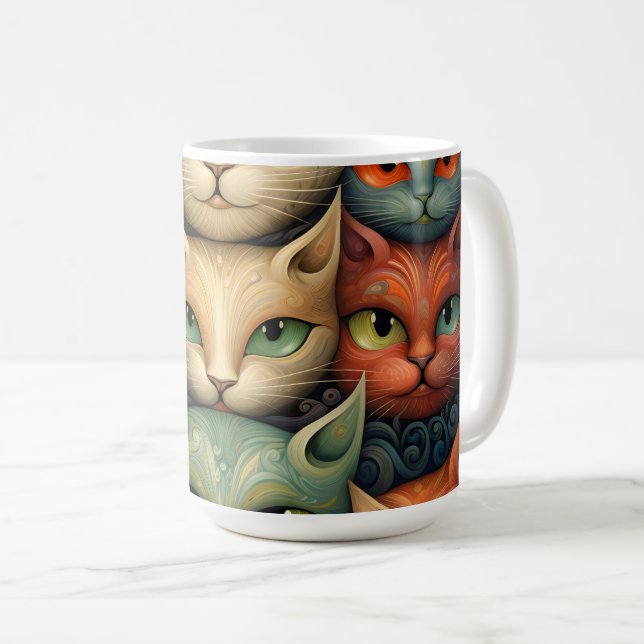 Mug Famille de chats couleur Whimsical 3b (Devant droit)