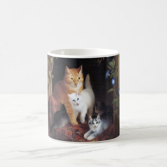 Mug Famille de chats et feuille d'ivoire par Henriette (Centre)