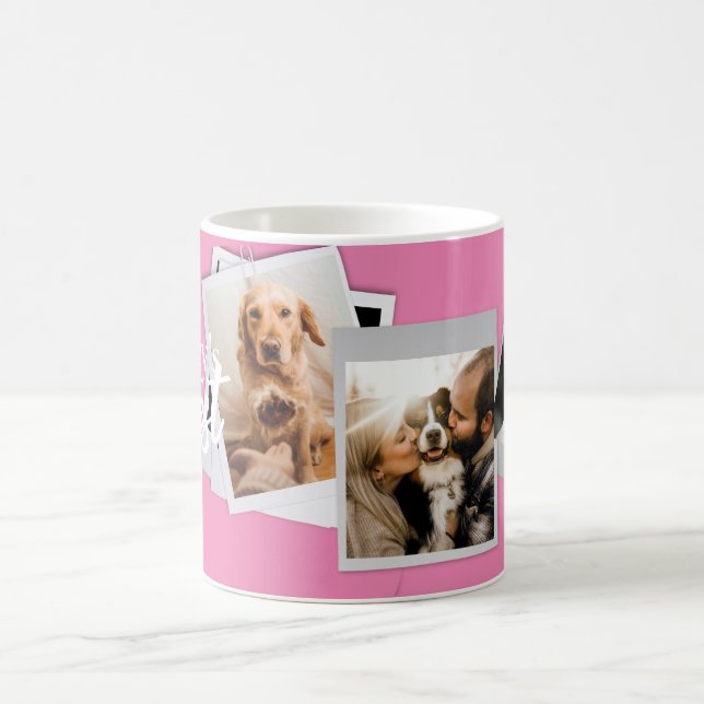 Mug Famille de collage photo moderne avec Pet Rose Cup (Centre)