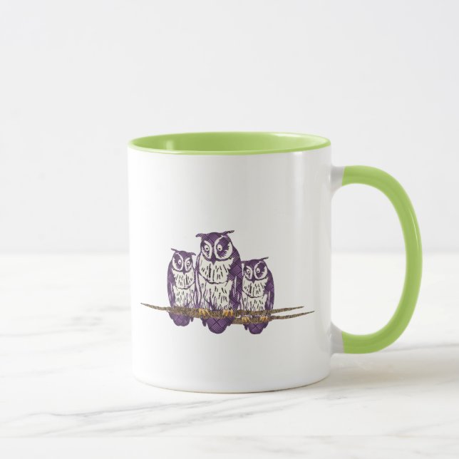 Mug Famille de hibou géométrique stylisée violet (Droite)