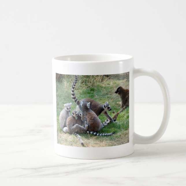 Mug Famille de lémur coupée la queue par anneau (Droite)