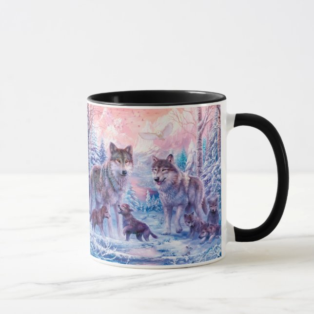 Mug Famille De Loups Peignant (Droite)