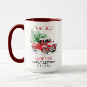 Mug Famille de Noël personnalisée Réunion Camion Rouge
