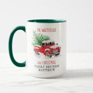 Mug Famille de Noël Réunion Camion Rouge Personnalisé