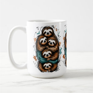 Mug Famille de paresseux mignonne empilée – Dessin hum