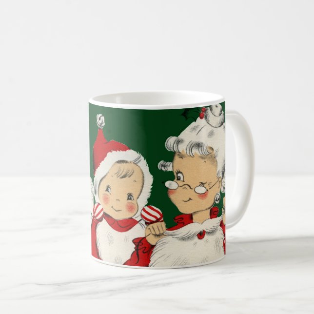 Mug Famille de Père Noël Rétro Milieu de Siècle – Kits (Devant droit)