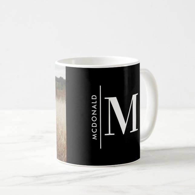 Mug Famille de photos personnalisées Monogramme modern (Devant droit)