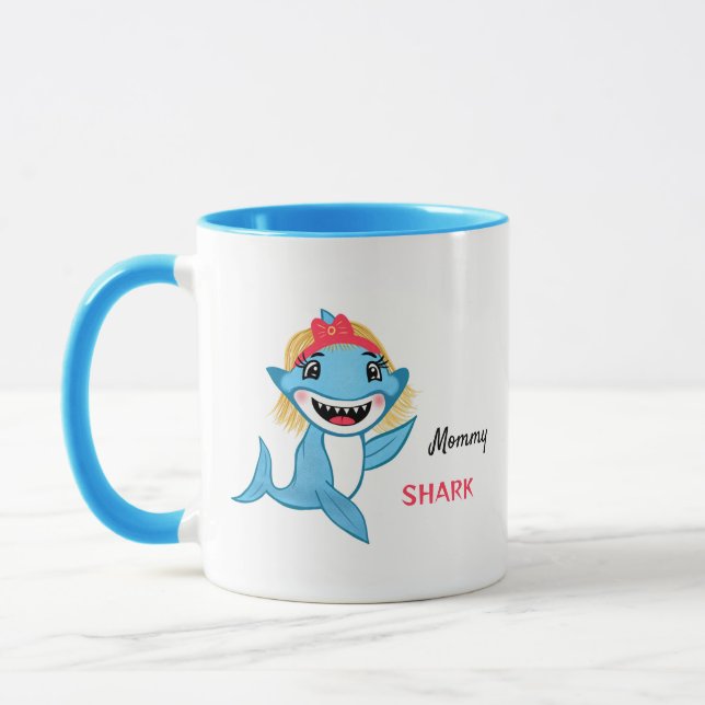 Mug Famille de requins heureux Maman requin (Gauche)