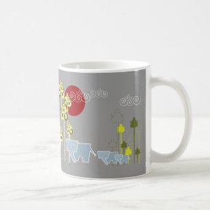Mug Famille D'Éléphants Whimsical Dans La Forêt Et Le