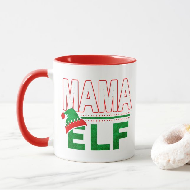 Mug Famille Elf | Mama Elf Noël Fête #TeamElf (Avec donut)