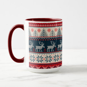 Mug Famille Faux Knit Motif Thème nordique