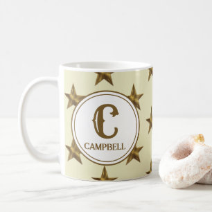 Mug Famille initiale Western Yellow Gold Star Monogram